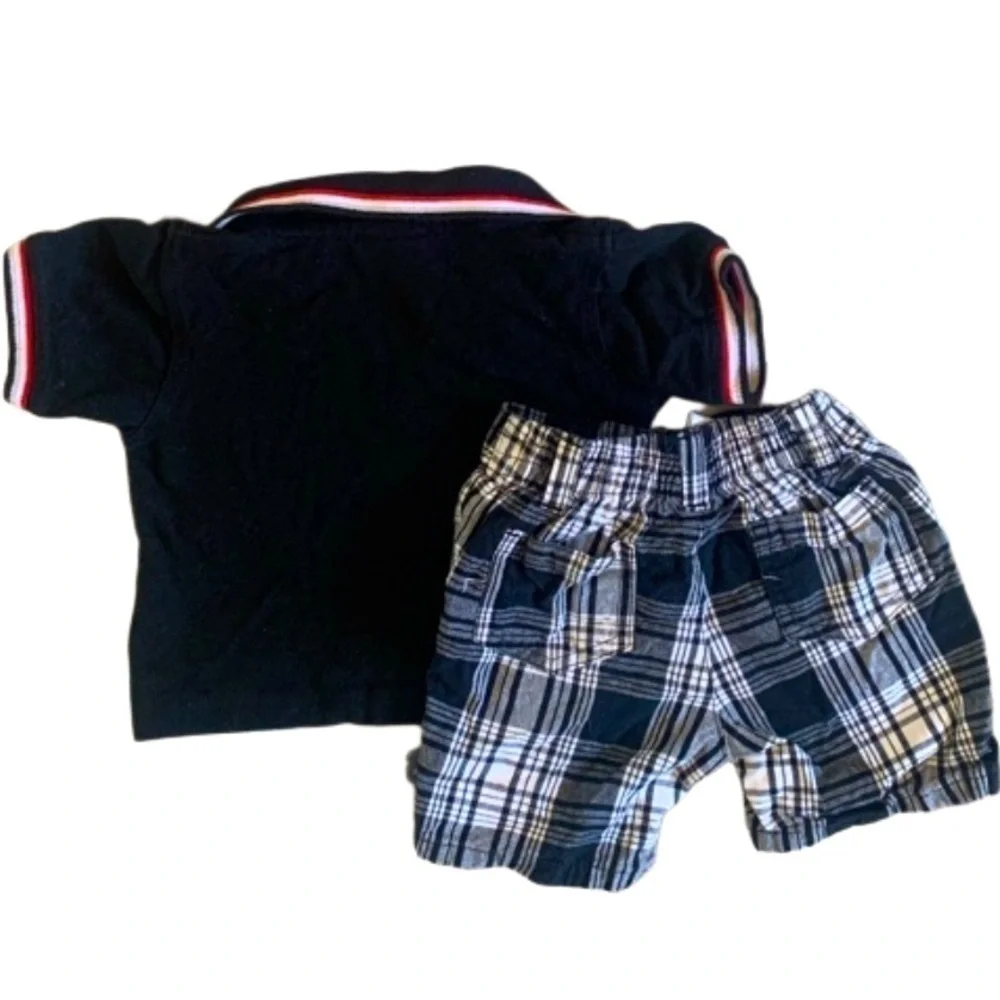 Kid Zone Black and White Plaid Short Set